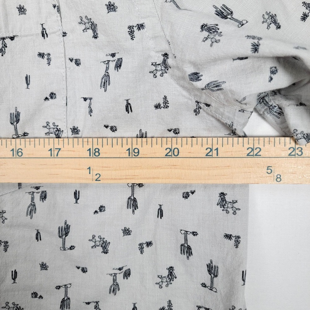 Old Navy Shirt Mens XL Gray Slim Fit Short Sleeve Button Down Cactus Print - Picture 9 of 12